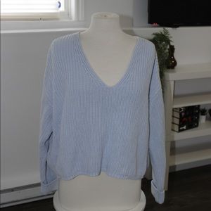 3/15$ 5/25$ French connection blue sweater size small chunky knit V-neck cotton
